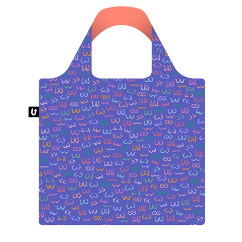 Simply the Breast - Cute Boobies Foldable Packable Tote Bag - Uptown Sox