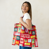 Cute, Funny Christmas Themed Foldable Packable Tote Bag - Uptown Sox
