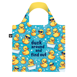Yellow Duck Bath Bubble Pattern Foldable Packable Tote Bag