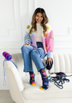 FUNNY SITTING WOMENS NOVELTY CREW SOCKS - UPTOWN SOX