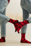 RED CANADA MAPLE LEAF PATTERN SOCKS WOMEN UPTOWN SOX