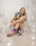 FUN CUTE BOBA BUBBLE TEA COLOURFUL PATTERN SOCKS WOMEN UPTOWN SOX
