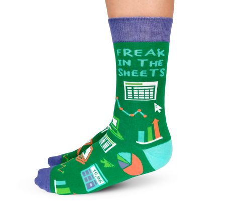 FREAK IN THE SHEETS ACCOUNTING NOVELTY CREW WOMENS SOCKS - UPTOWN SOX