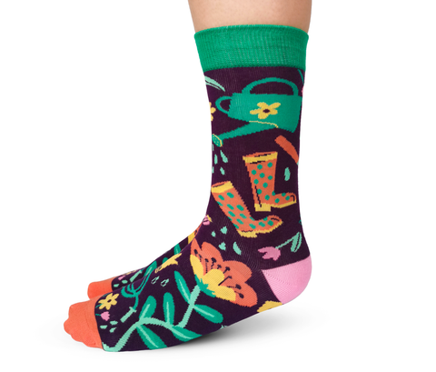 WOMEN'S GARDENING PRETTY FLOWERS NOVELTY CREW SOCKS - UPTOWN SOX