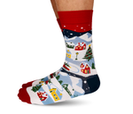 PRETTY CHRISTMAS VILLAGE MENS CREW NOVELTY SOCKS - UPTOWN SOX