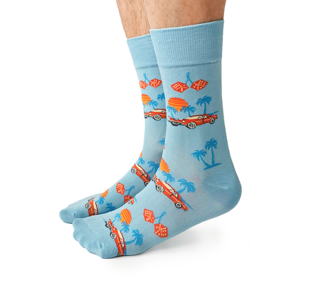 Classic Car Miami Fun Novelty Socks for Men - Uptown Sox