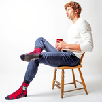 Plaid Deer Red Black Sock - Uptown Sox