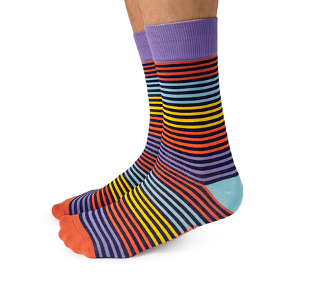 Men's crew colorful stripe dress socks