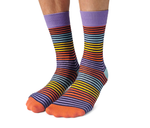 Men's crew colorful stripe dress socks