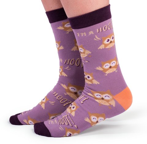 WOMENS-CREW NOVELTY-OWL-SOCKS