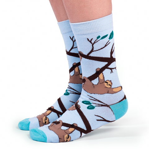 WOMENS-CREW NOVELTY-SLOTH-SOCKS