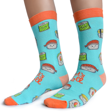 WOMENS-CREW NOVELTY-SUSHI-SOCKS